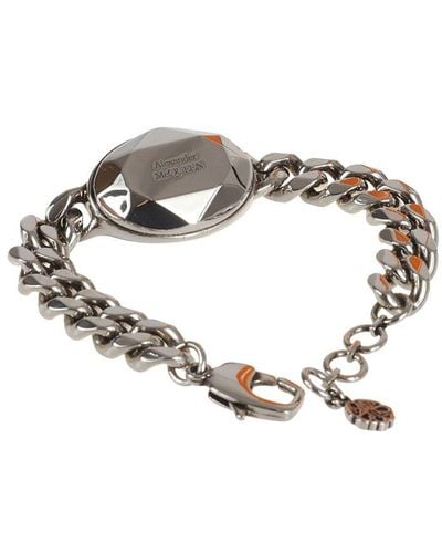 Alexander McQueen Logo-engraved Polished Finish Chain-linked Bracelet - Metallic