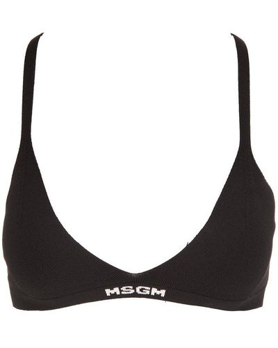 MSGM Logo Intarsia Knitted Bra - Black