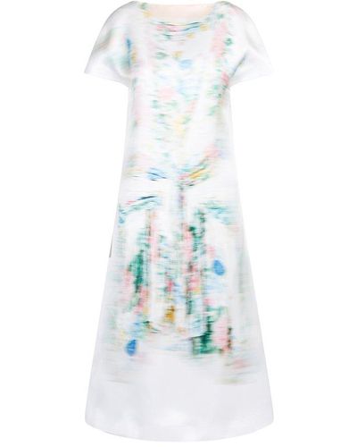 Loewe Pattern-printed Short-sleeved Dress - Blue