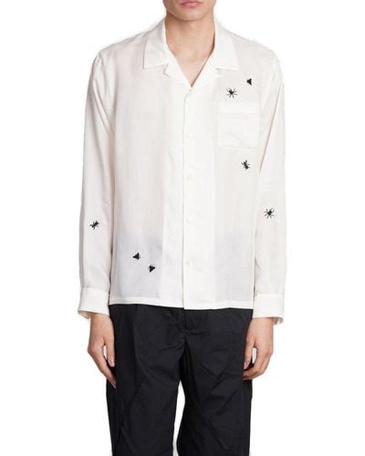Undercover Spider-embroidered Semi-sheer Buttoned Shirt - White