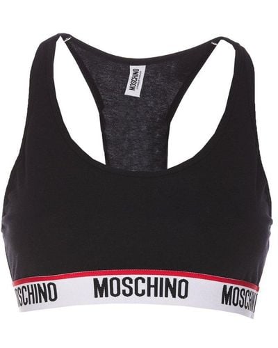 Moschino Teddy Bear Logo Band Sports Bra - Black