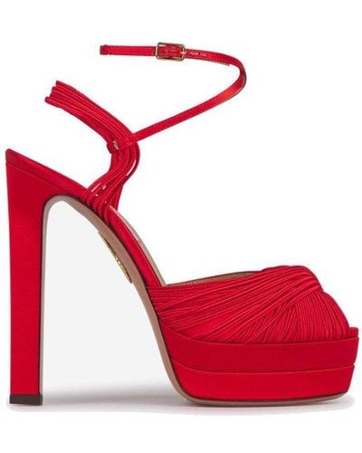 Aquazzura Bellini Beauty Plateau Open Toe Sandals - Red