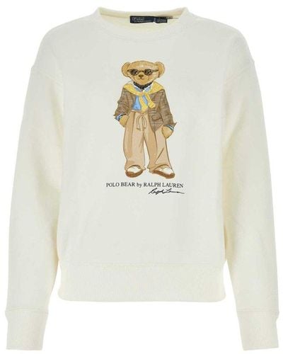 Polo Ralph Lauren Polo Bear-printed Ccrewneck Sweatshirt - White
