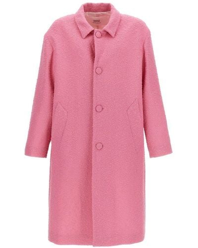 Ami Paris Paris Tweed Button-up Coat - Pink