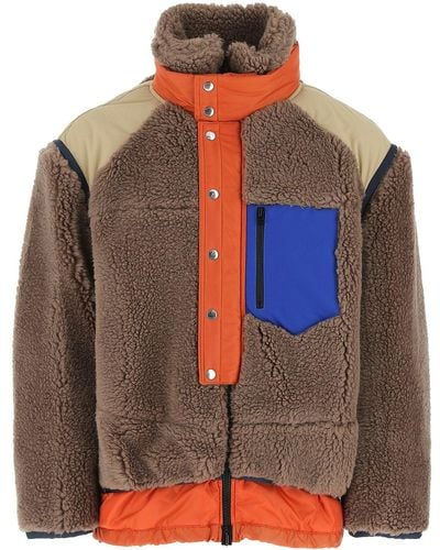 Sacai Faux Shearling Jacket In Wool 1 - Multicolor