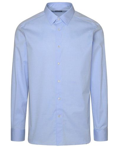 Zegna Light Blue Strech Cotton Shirt