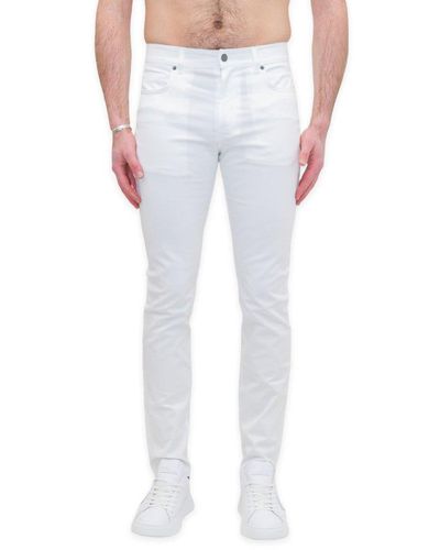 Moschino Logo Patch Slim Fit Jeans - White