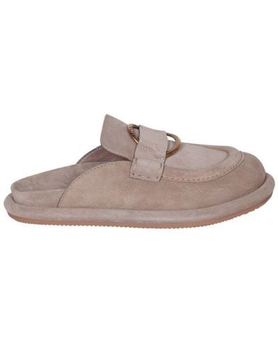 Moncler Rind Detailed Slip-on Mules - Brown