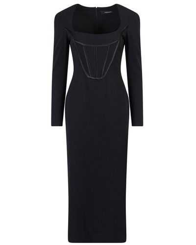 Versace Long Sleeved Midi Dress - Black