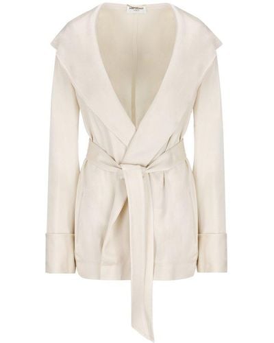 Saint Laurent Belted Hooded Jacket - White
