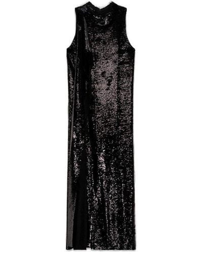 Atlein Sequin Embellished Sleeveless Maxi Dress - Black