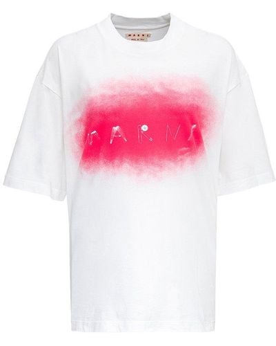Marni Cotton T-shirt With Logo Print - Pink