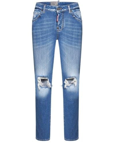 DSquared² Distressed Slim Denim Jeans - Blue