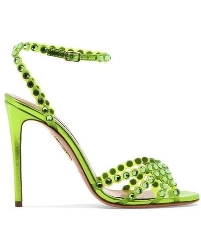 Aquazzura Tequila Embellished Heeled Sandals - Green