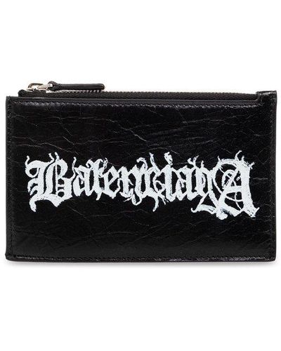 Balenciaga Leather Card Case, - Black
