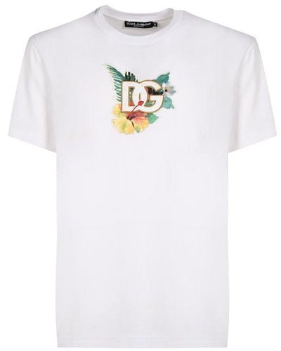 Dolce & Gabbana Logo Embroidered Crewneck T-shirt - White
