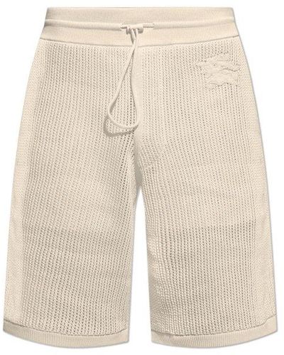 Burberry Logo Embroidered Drawstring Mesh Shorts - White