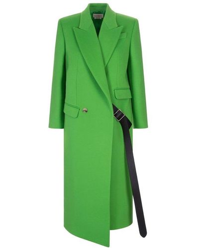 Alexander McQueen Belt-detailed Long Coat - Green