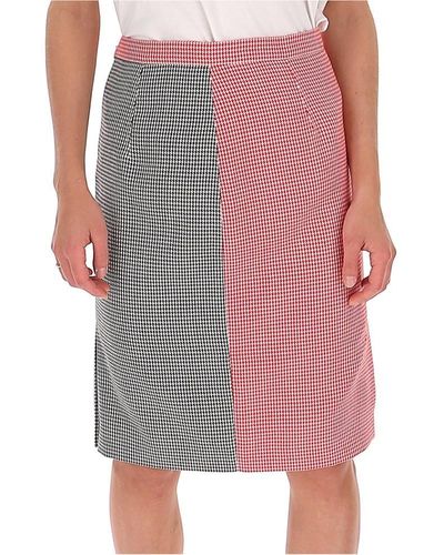Burberry Houndstooth Contrast Pencil Skirt - Multicolor