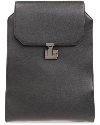 Emporio Armani Leather Backpack, - Gray
