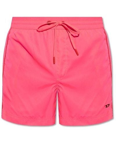 DIESEL Bmbx-ken Logo Plaque Drawstring Swim Shorts - Pink