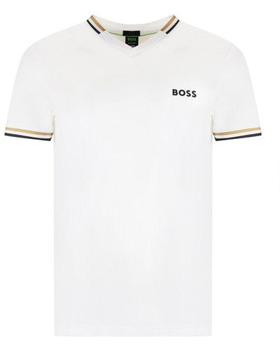 BOSS X Matteo Berrettini Striped Signature T-shirt - White