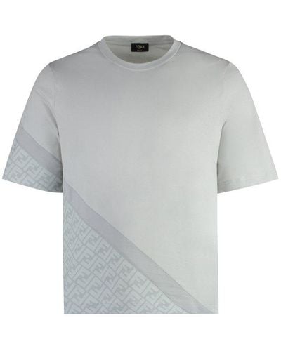 Fendi Logo Printed Crewneck T-shirt - Grey