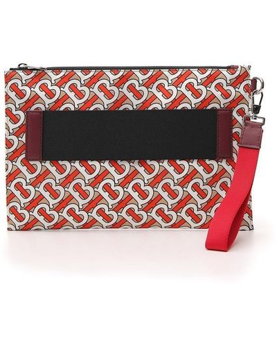 Burberry Tb Monogram Print Pouch - Red