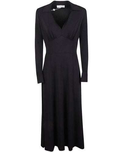 Michael Kors V-neck Long-sleeved Maxi Dress - Black