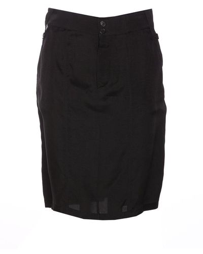 Saint Laurent Button Detailed Pencil Skirt - Black