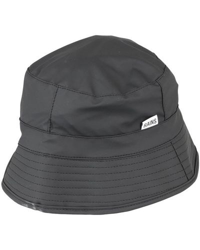 Rains Logo Detailed Bucket Hat - Black