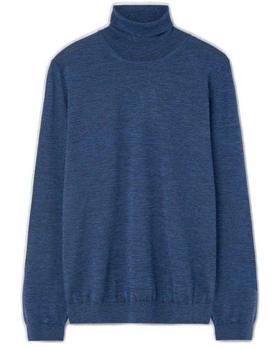 BOSS Slim-fit Roll-neck Sweater - Blue