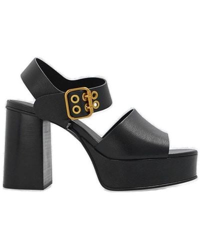 See By Chloé Buckle Strapped Block Heeled Sandals - Black