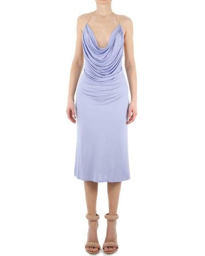 Loewe Lilac Chain Draped Sleeveless Dress - Blue
