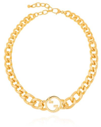 Gucci Necklace With Logo, - Metallic