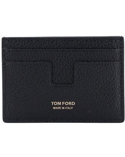 Tom Ford Logo Printed Hooked Card Holder - Black