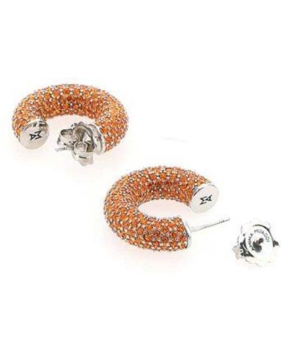 AMINA MUADDI Cameron Embellished Mini Hoop Earrings - Orange