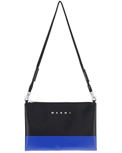 Marni Tribeca Logo Printed Clutch Bag - Blue