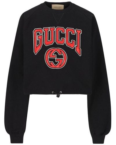 Gucci Logo Patch Cropped Sweatshirt - Black
