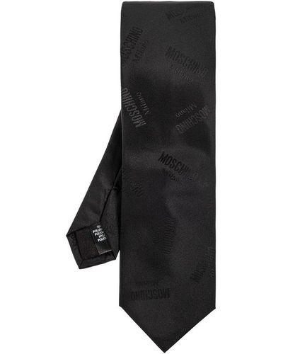 Moschino Tie With Monogram, - Black