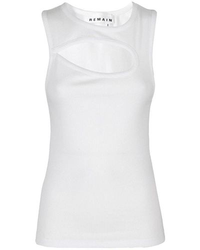 REMAIN Birger Christensen Cut-out Ribbed Tank Top - White