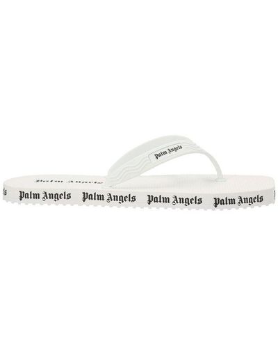 Palm Angels Logo Printed Flop Flips - White
