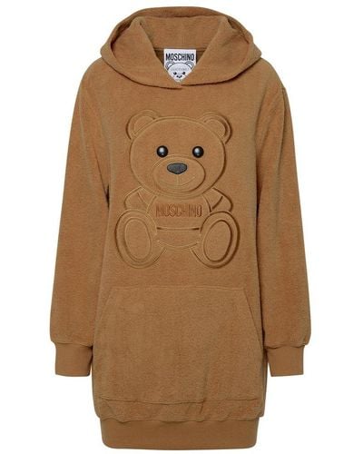 Moschino Teddy Bear Straight Hem Hoodie Dress - Natural