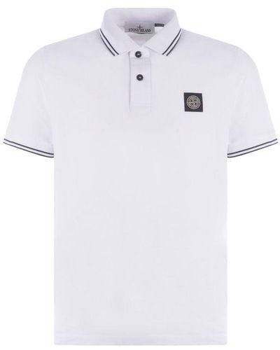 Stone Island Logo Patch Short-sleeved Polo Shirt - White
