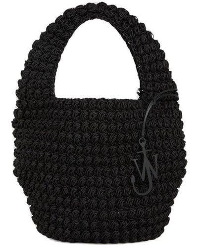 JW Anderson Logo Charm Popcorn Large Basket Bag - Black