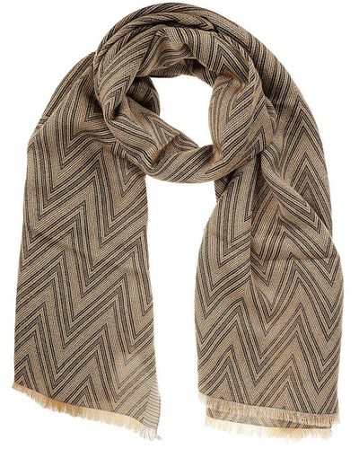 Missoni Zigzag Woven Frayed-edge Scarf - Natural