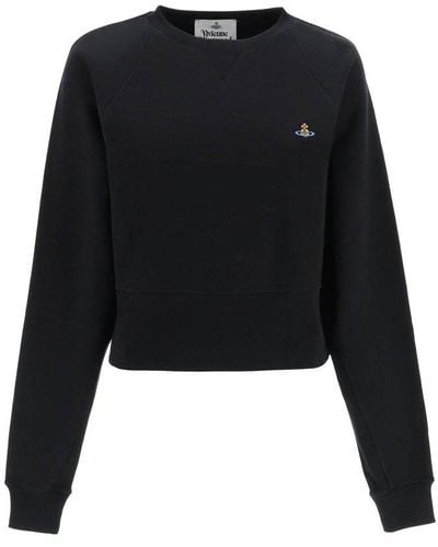 Vivienne Westwood Embroidered Cropped Sweatshirt - Black