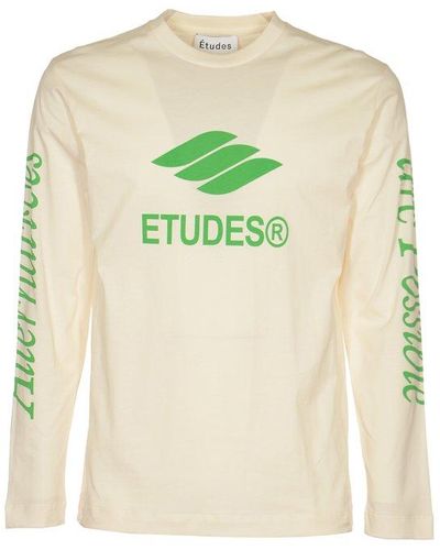 Etudes Studio Logo Printed Long Sleeved T-shirt - Natural