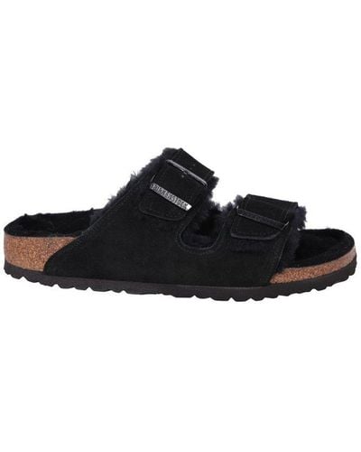 Birkenstock Fur-lined Double-strap Sandals - Black