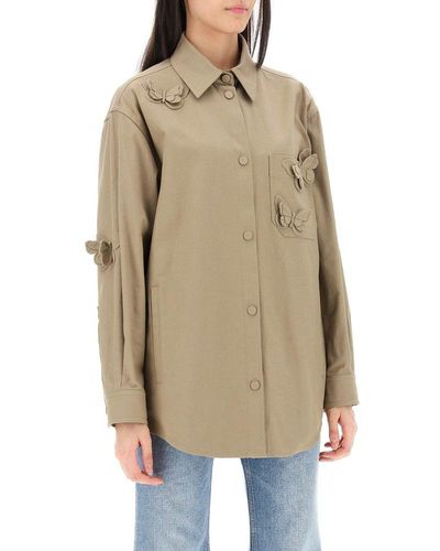 Valentino Butterfly Embellished Overshirt - Natural